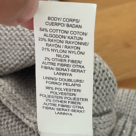 Lucky Brand Layered Split Back Metallic Sweater Gray Cream Gold Womens Size XS - Picture 12 of 14